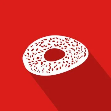 Sesame Cookie Flat Icon With Red Background Stock-Illustration