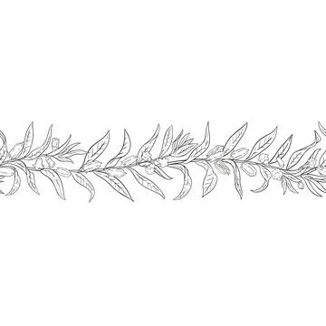 Sesame Outline Horizontal Seamless Pattern Stock Illustration