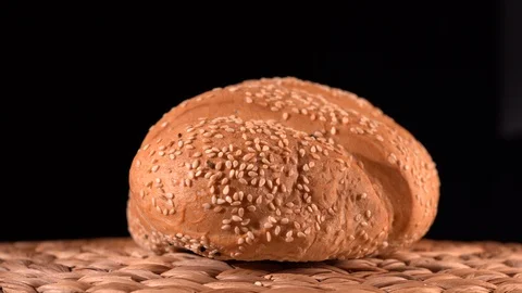 Sesame seed bread flyover Stock Footage 129885239
