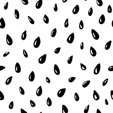 Sesame seeds. Vector seamless pattern. Simple black set on white background.  Stock Illustration