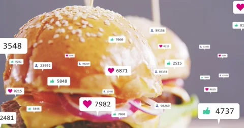 Sesame slider with cheese, lettuce, camera zooming in, social badges popping, Stock Footage 331570986