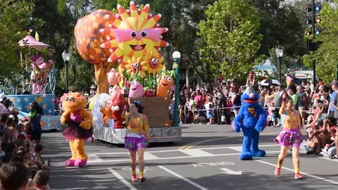 Sesame Street Party Parade at Seaworld 21 Stock Footage