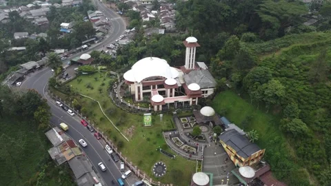 Sesar Journey The drone view of a great mosque in Puncak Stock Footage 246491660