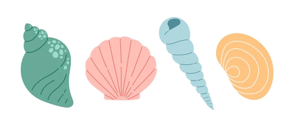 Seshell coral vector, simple color, flat design Stock Illustration