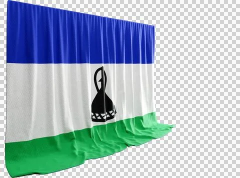 Sesotho Flag Curtain in 3D Rendering Lesotho's Natural Beauty Stock-Illustration