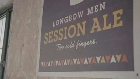 Session Ale Advertisement Poster on Indoor Wall in Beijing Brewery Setting Stock Footage 345755791