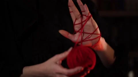 Session of black magic with a red thread 스톡 동영상 133078268