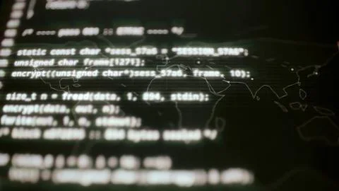 Session encryption code on muted map Stockfoto's