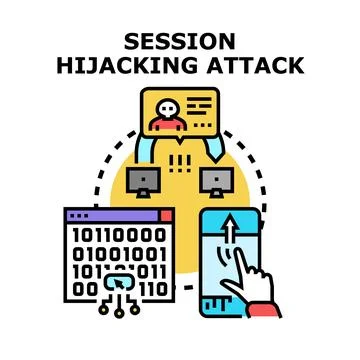 Session hijacking attack vector concept illustration 库存插图