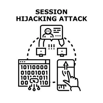 Session hijacking attack vector concept illustration Stock Illustration