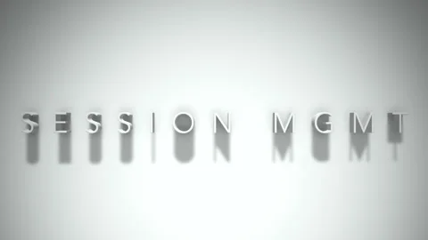 Session mgmt 3D title animation white text on a white background Stock Footage 299823590