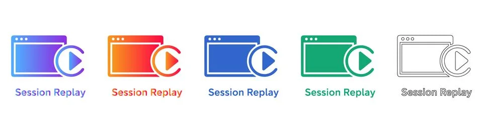 Session Replay Web Vector Icon Set icon set Illustrazione stock