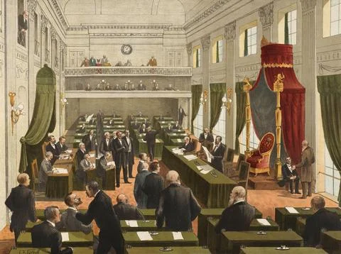 Session of the Second Chamber of States General, Dutch Parliament, in the Ilustración de archivo