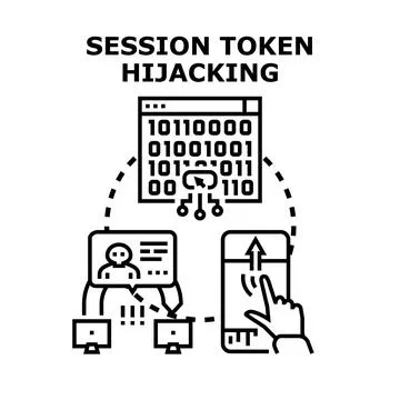 Session token hijacking concept for unauthorized access Stock Illustration