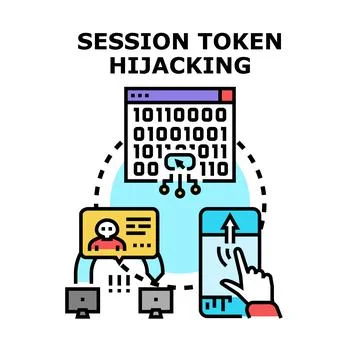 Session token hijacking concept for unauthorized access Stock Illustration
