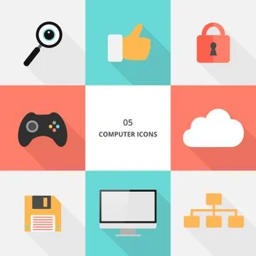 Set 05 - flat design computer icons Stock Illustration