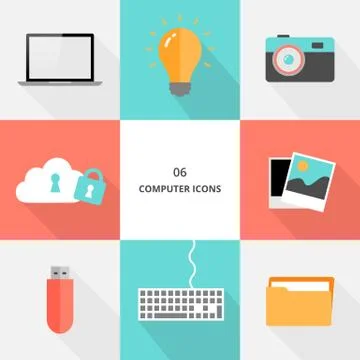 Set 06 - flat design computer icons Stock Illustration