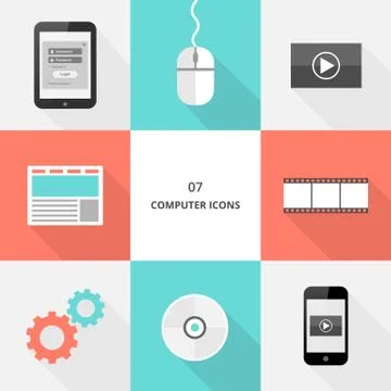 Set 07 - flat design computer icons Stock Illustration