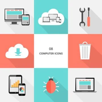 Set 08 - flat design computer icons Illustrazione stock