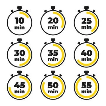 Set 1 2 3 minute time clock countdown number icon design Stock Illustration
