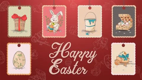 Set of 1 festive Easter tags design elements Stock Illustration