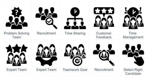 A set of 10 business icons as problem solving team, recruitment 스톡 일러스트