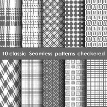 Set of 10 classic seamless checkered patterns Stock Illustration