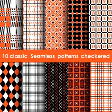 Set of 10 classic seamless checkered patterns Stock Illustration