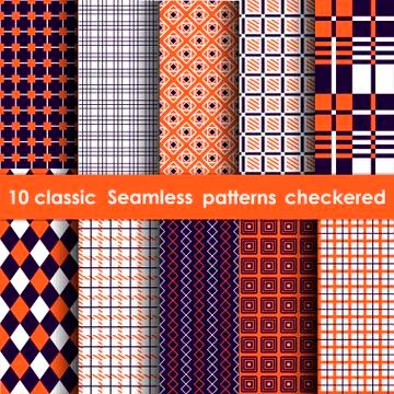 Set of 10 classic seamless checkered patterns Stock Illustration