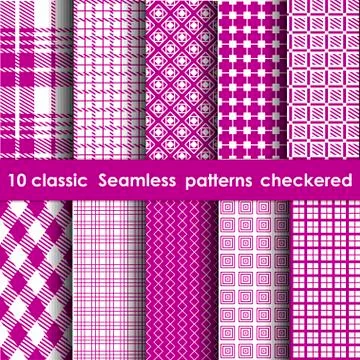 Set of 10 classic seamless checkered patterns Stock Illustration