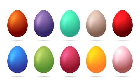 Set of 10 color Easter Eggs. Design elements for holiday cards. Easter collec 스톡 일러스트