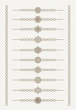 Set of 10 decorative vector mono line style text dividers with pair of bonus  Illustrazione stock