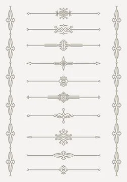 Set of 10 decorative vector mono line style text dividers with pair of bonus  스톡 일러스트