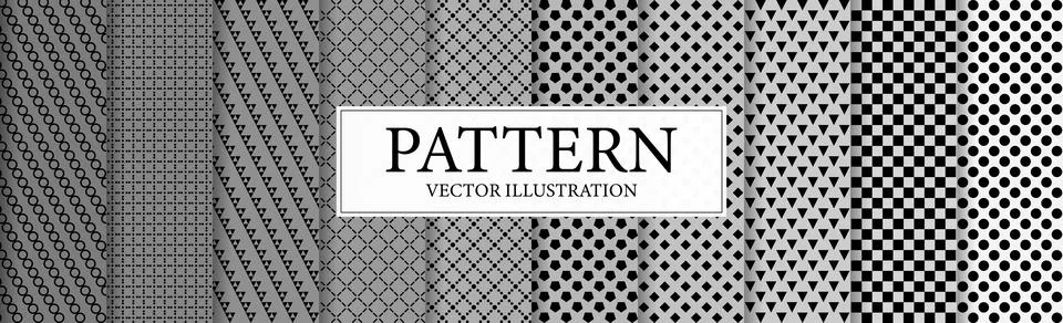 Set of 10 different abstract black and white backgrounds - Vector Stock Illustration