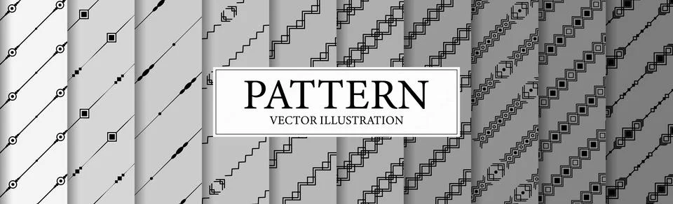Set of 10 different abstract black and white backgrounds - Vector 스톡 일러스트