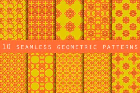 Set of 10 geometric seamless pattern.  Vector. 스톡 일러스트