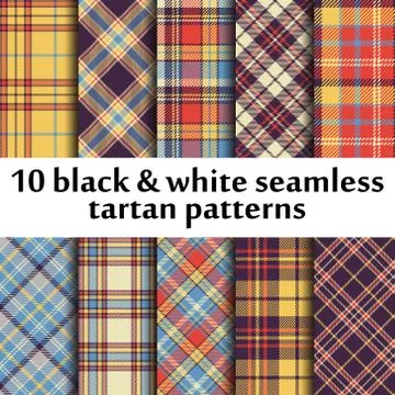 Set of 10 seamless tartan pattern Stock Illustration