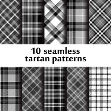 Set of 10 seamless tartan pattern Illustrazione stock