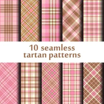 Set of 10 seamless tartan pattern Stock Illustration