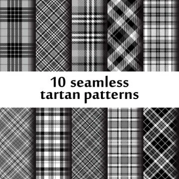 Set of 10 seamless tartan pattern Stock Illustration