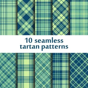 Set of 10 seamless tartan pattern Stock Illustration