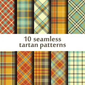 Set of 10 seamless tartan pattern Stock Illustration