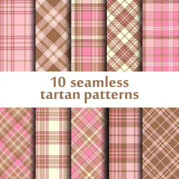 Set of 10 seamless tartan pattern Stock Illustration