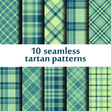 Set of 10 seamless tartan pattern Stock Illustration