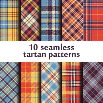 Set of 10 seamless tartan pattern Stock Illustration
