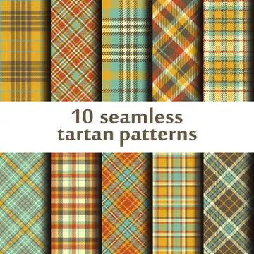 Set of 10 seamless tartan pattern Stock Illustration