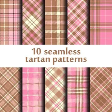 Set of 10 seamless tartan pattern Stock Illustration