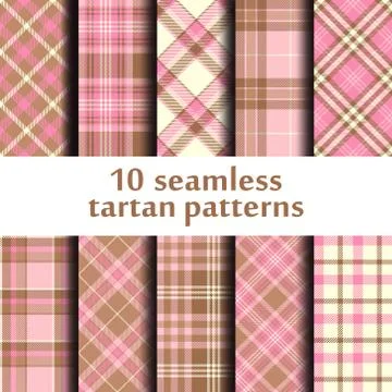Set of 10 seamless tartan pattern Stock Illustration