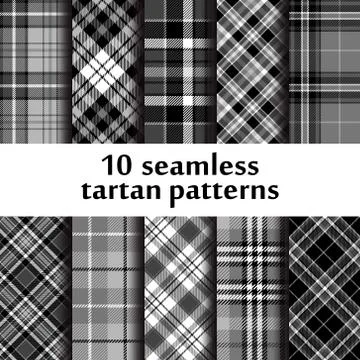 Set of 10 seamless tartan pattern Stock Illustration