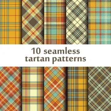 Set of 10 seamless tartan pattern Stock Illustration
